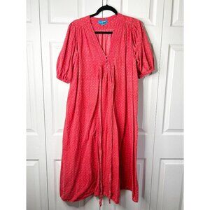M.i.h. Jeans Avery Red Short Sleeve V-Neck Cotton Flax Dress Women's Size Medium